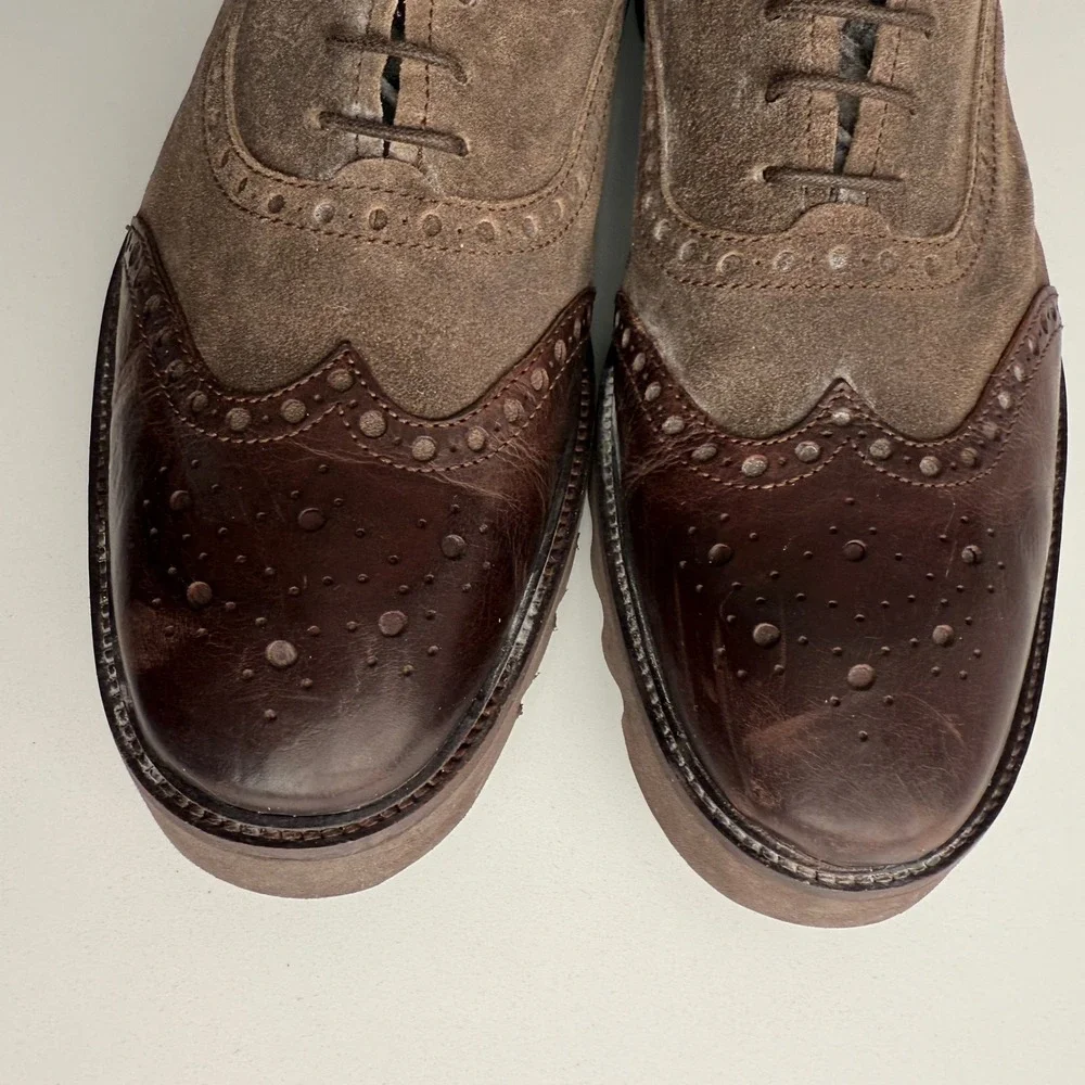 Donald J Pliner Made in Italy Stu Perforated Brown Wingtip Ankle Boot‎ sz 12
